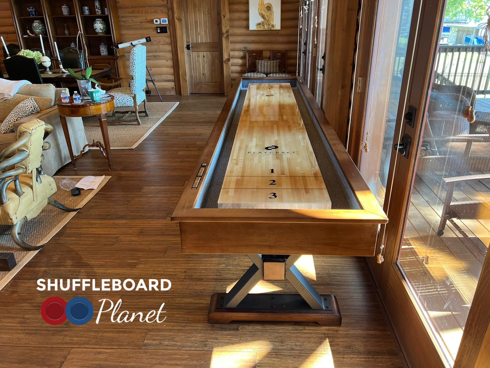 Playcraft 12' Santa Fe Pro-Style Shuffleboard Table in Cocoa Bean