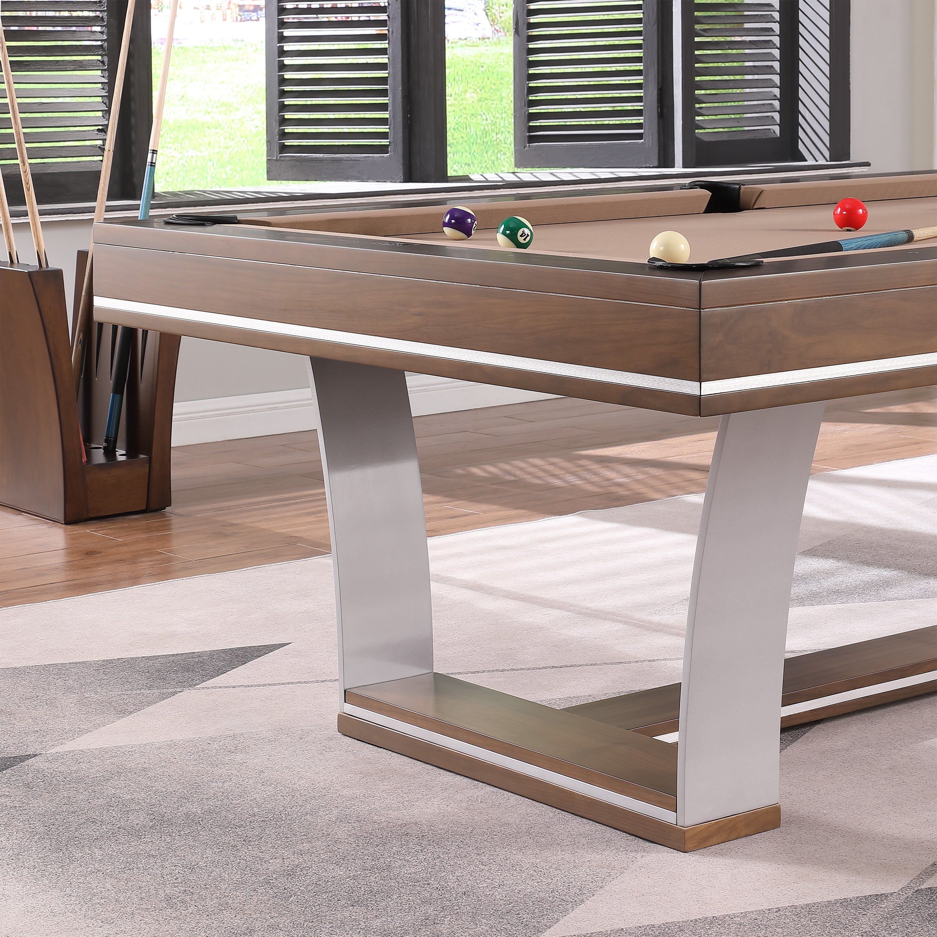 Playcraft Barcelona 8' Slate Pool Table, Walnut Gray on Silver