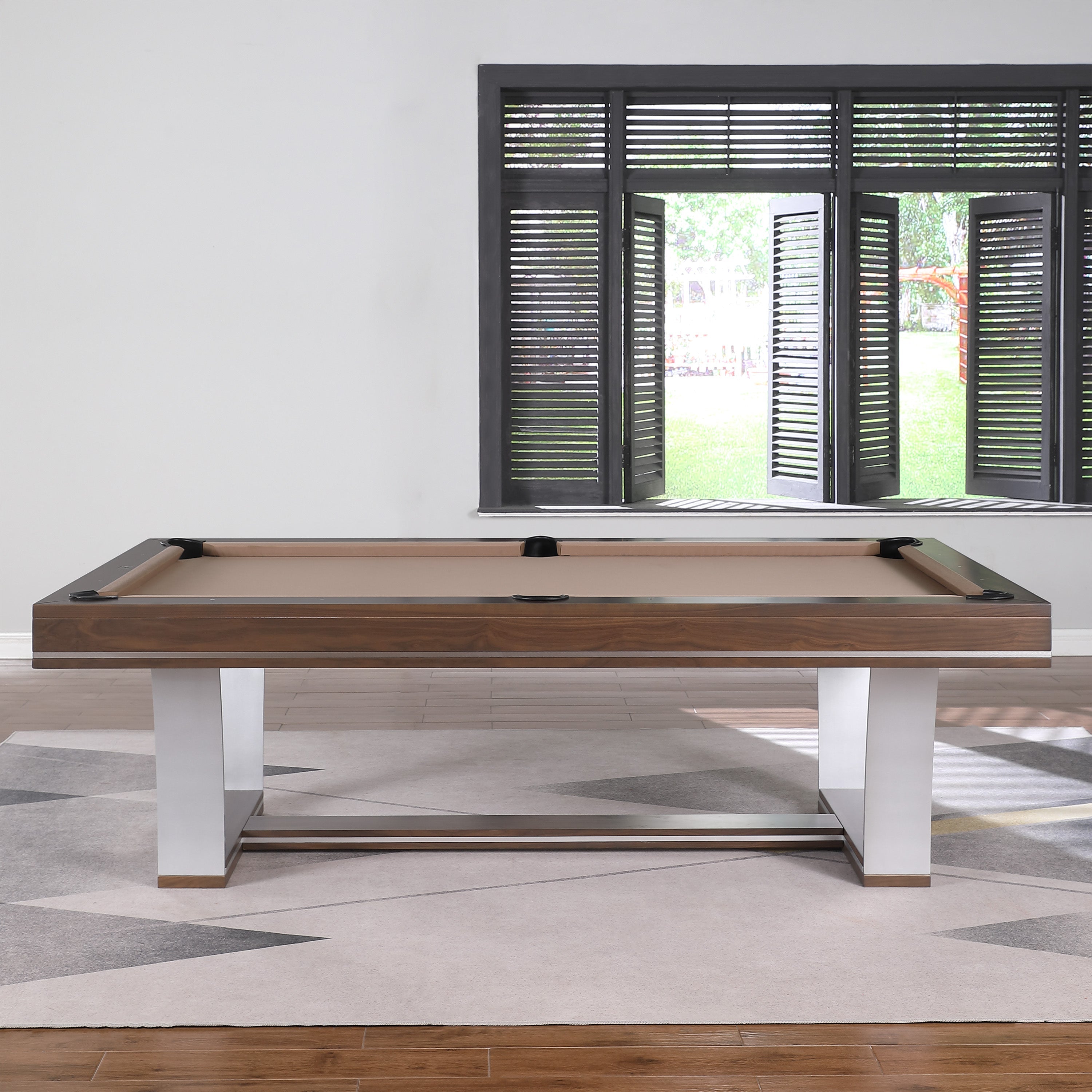 Playcraft Barcelona 8' Slate Pool Table, Walnut Gray on Silver