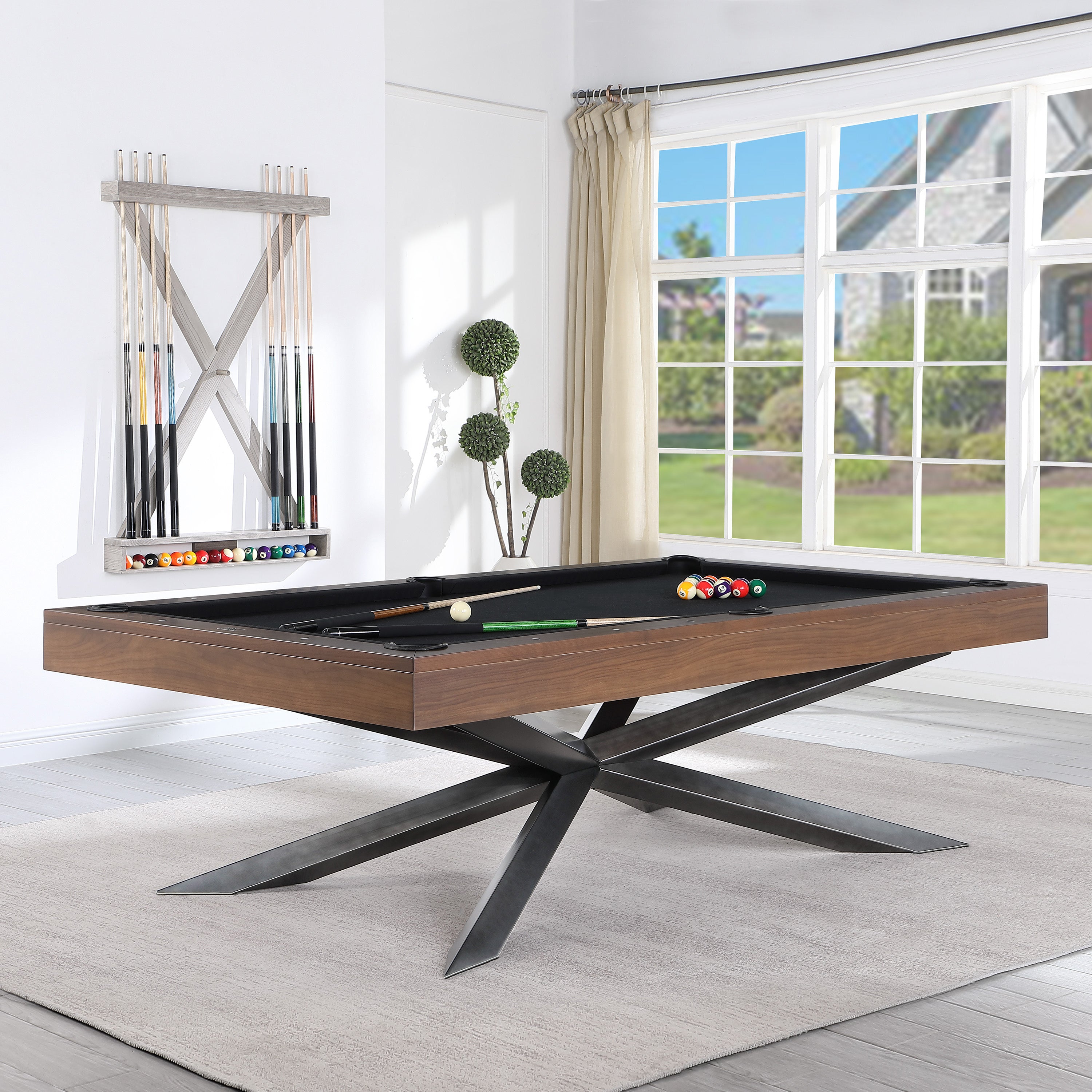 Playcraft Stella 8' Slate Pool Table, Walnut Gray