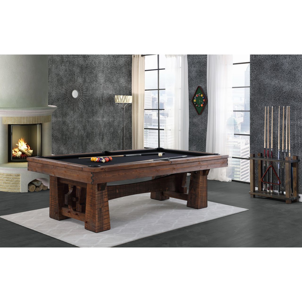 Playcraft Bull Run 8' Slate Pool Table with Dining Top