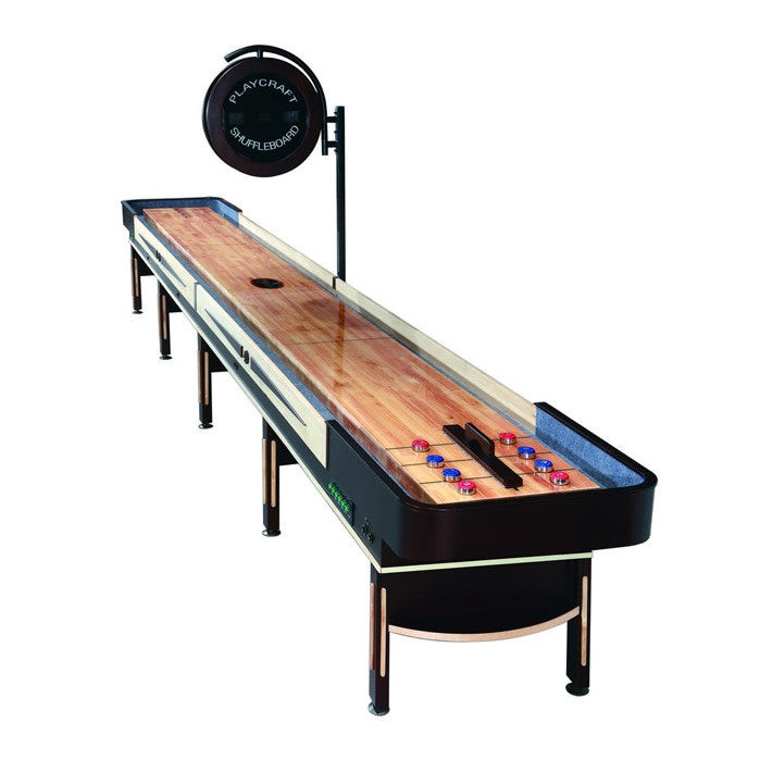 Playcraft Telluride 22' Pro Style Shuffleboard Table in Espresso with optional Overhead Electronic Scoring