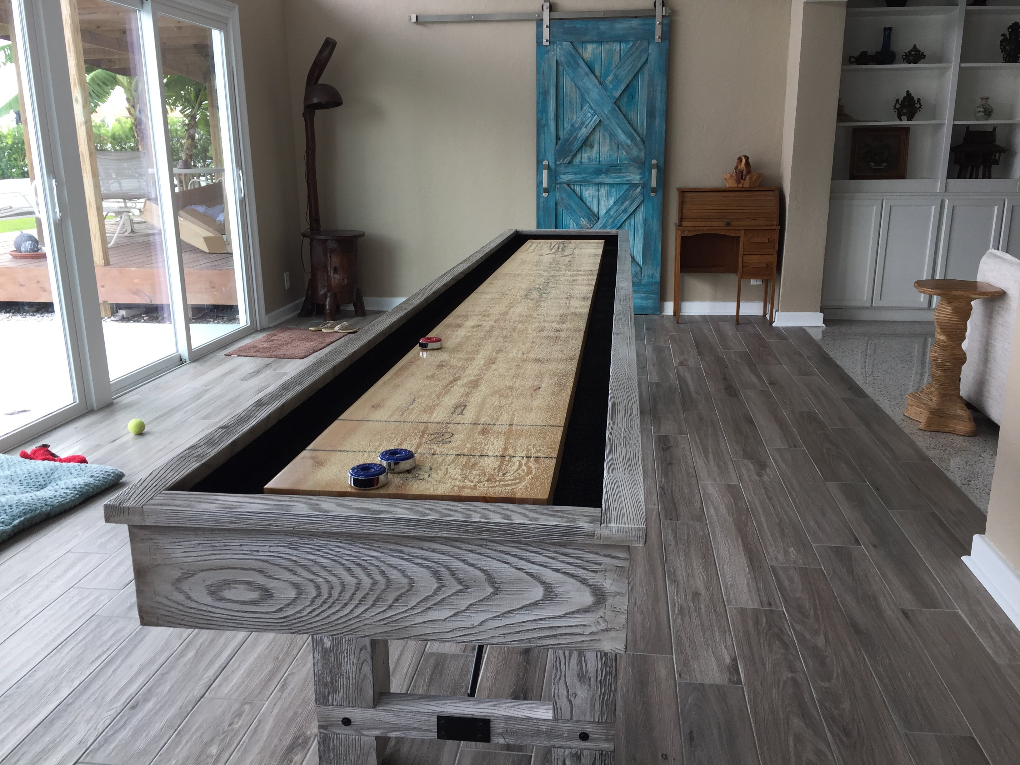 Playcraft 9' Montauk Shuffleboard Table in Weathered Whitewash