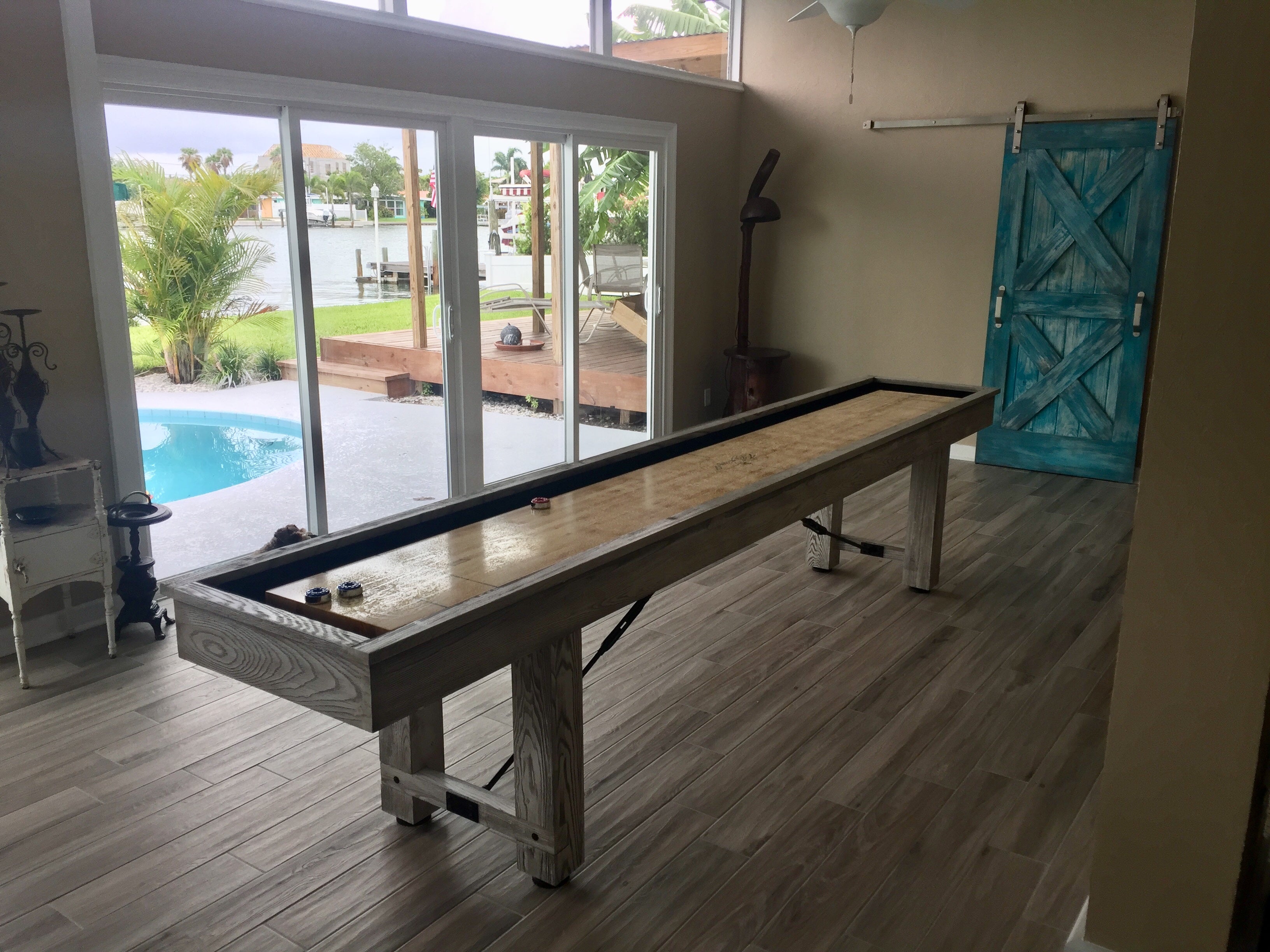 Playcraft 9' Montauk Shuffleboard Table in Weathered Whitewash